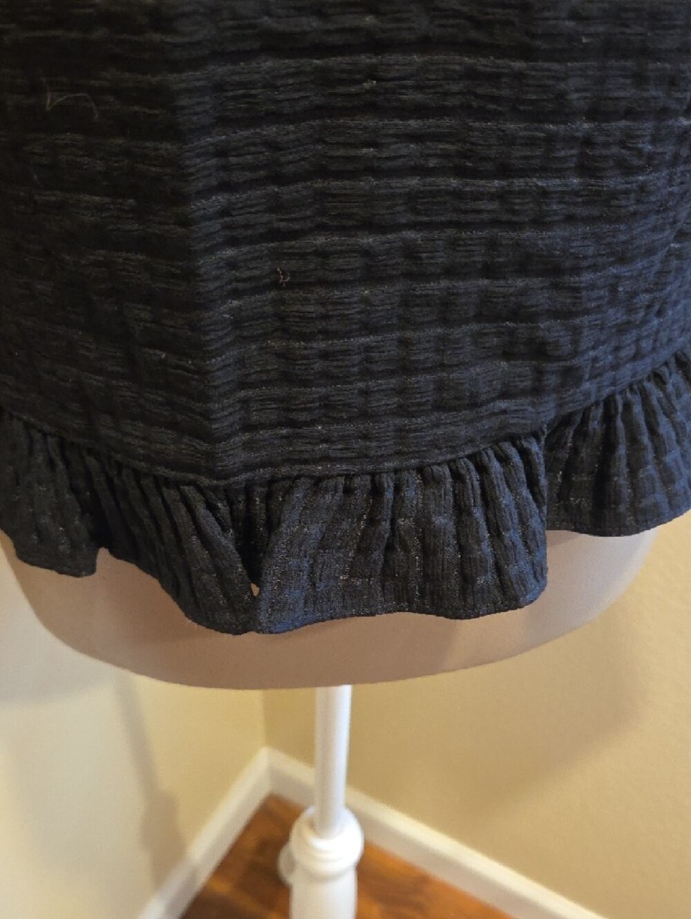 Black Ruffle-Trim Button-Back Blouse - Picture 5 of 5